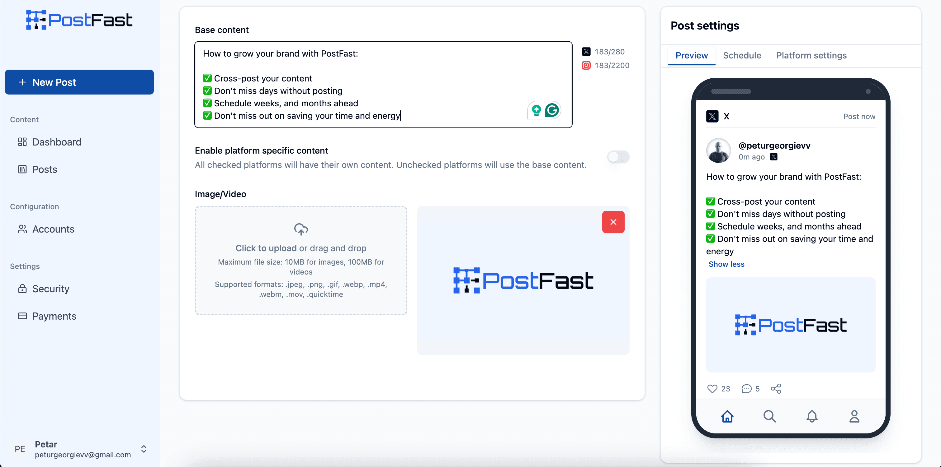 PostFast Platform Interface