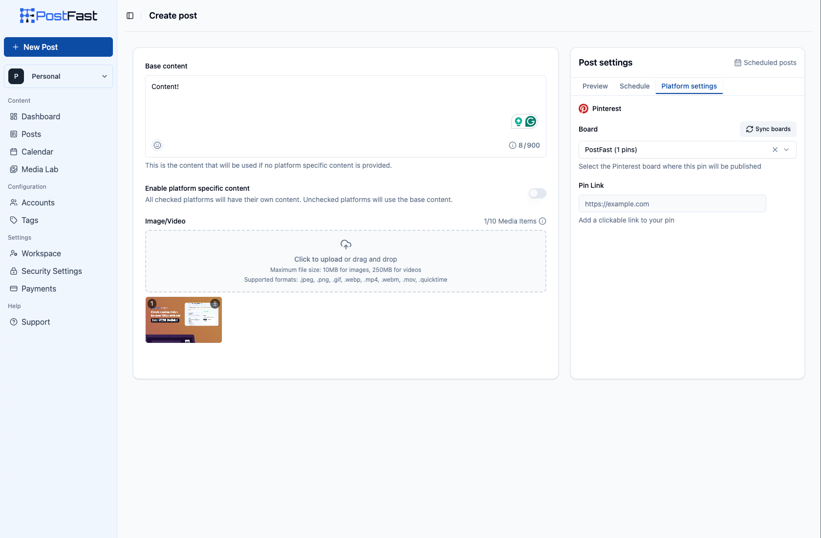 Pinterest Integration Preview